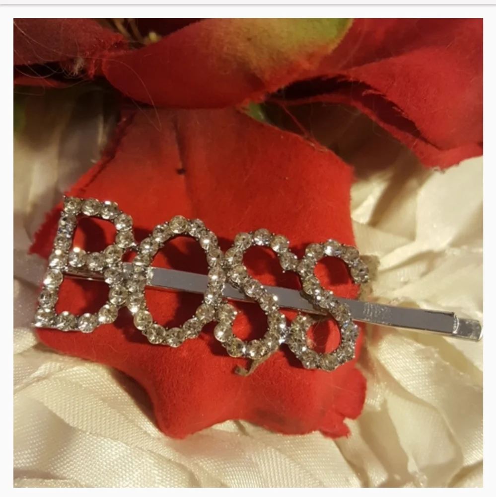 Rhinestone GIRL & BOSS Hair Clips Statement Barrettes